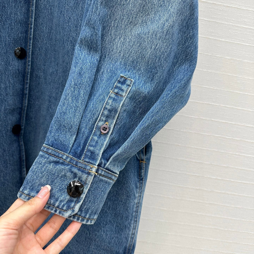Prada 25 Denim Jacket Dress Blue Cotton