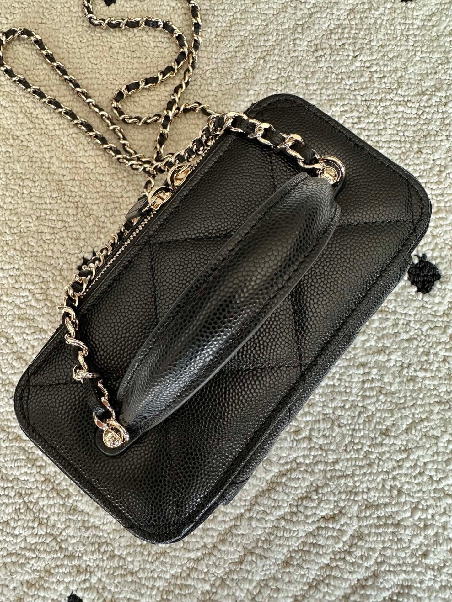 Chanel 2025 Vanity 17cm Bag Black Caviar Leather 320298