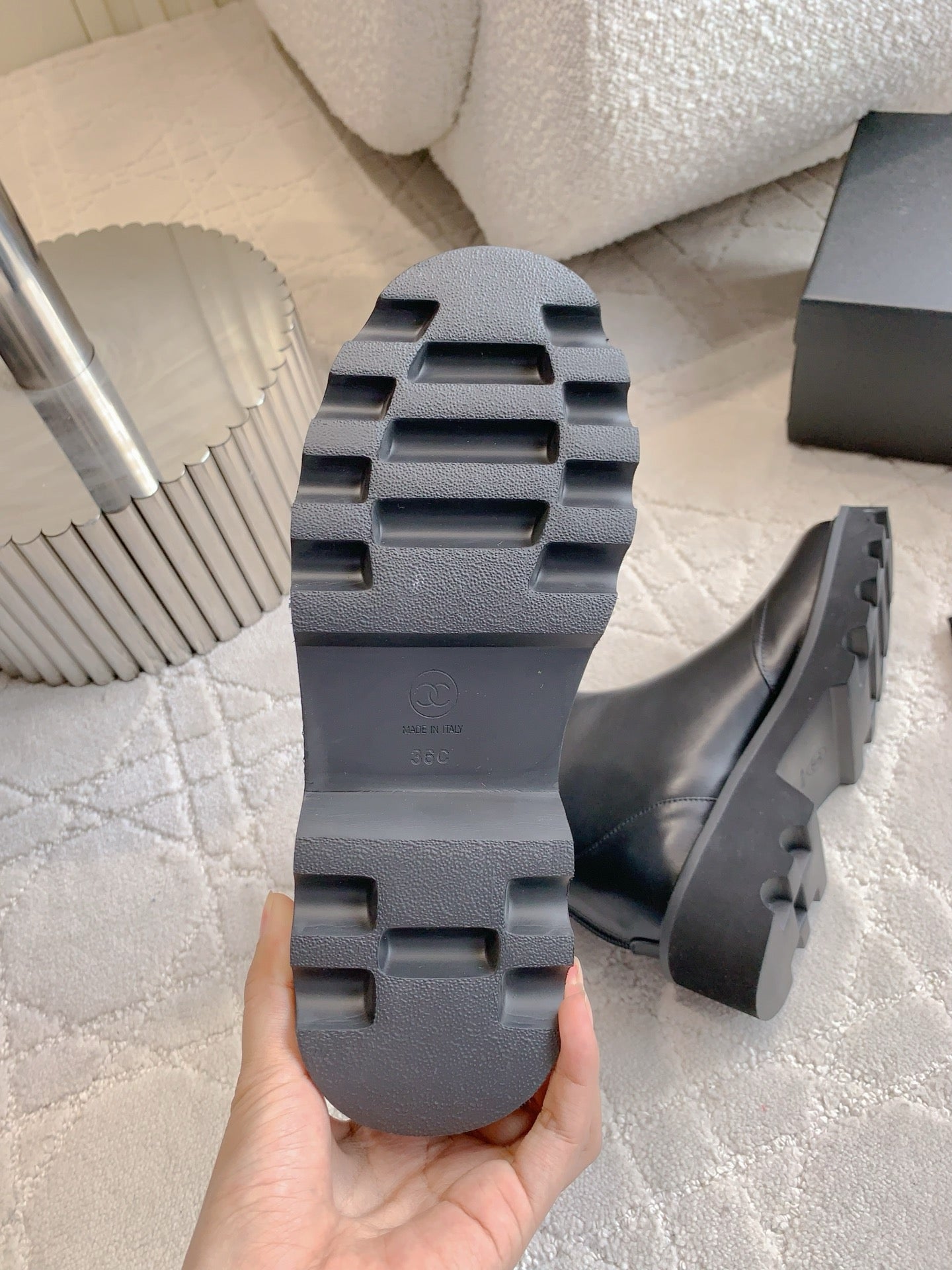 CC New Platform Ankle Boots Black Sheepskin