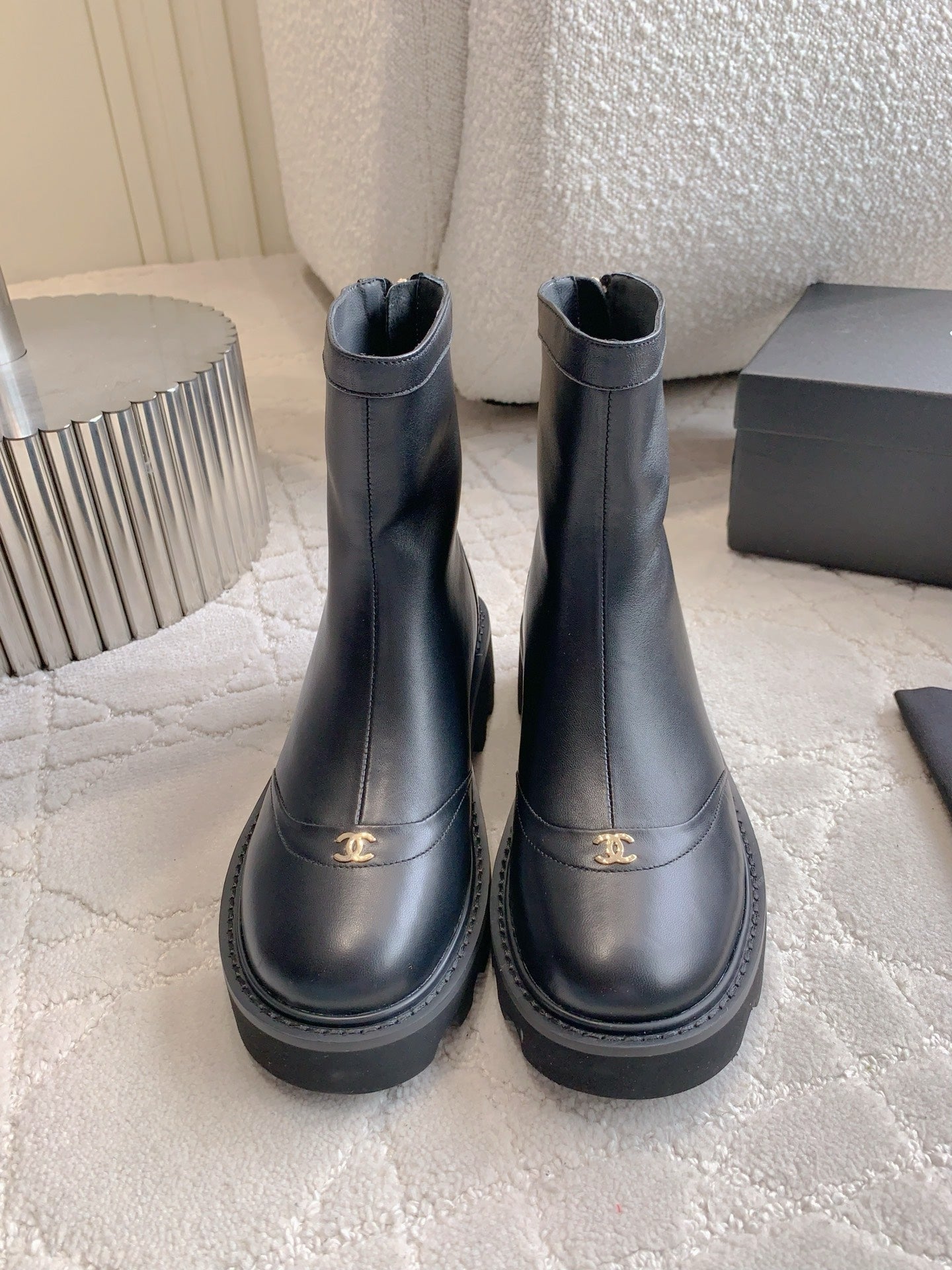 CC New Platform Ankle Boots Black Sheepskin