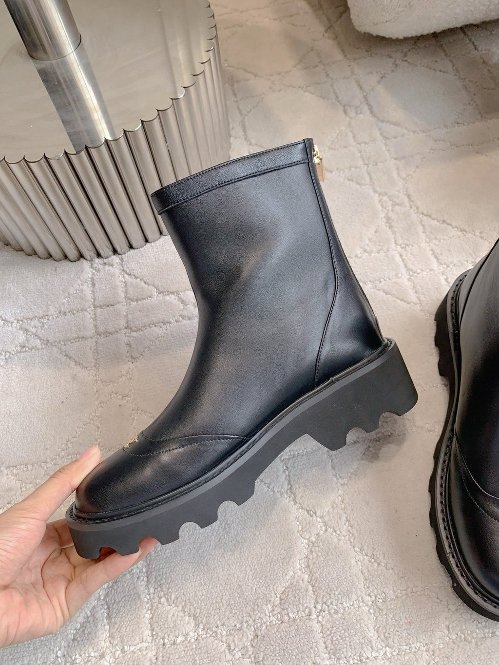 CC New Platform Ankle Boots Black Sheepskin