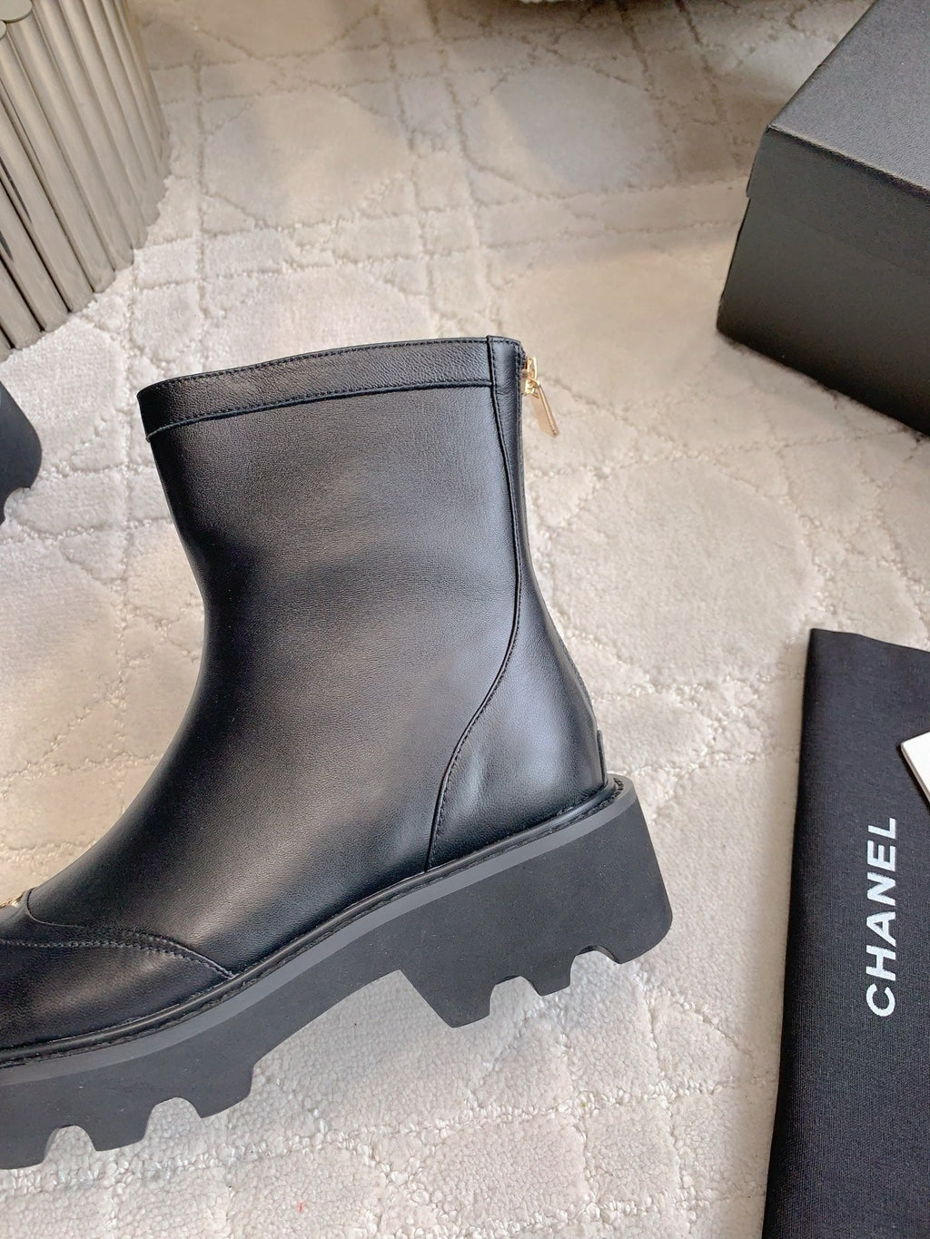 CC New Platform Ankle Boots Black Sheepskin