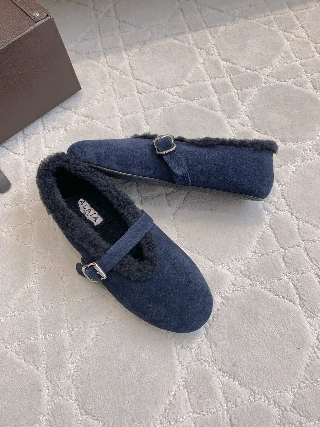 Alaia 2025 Ballet Flat Blue Suede Wool 557376