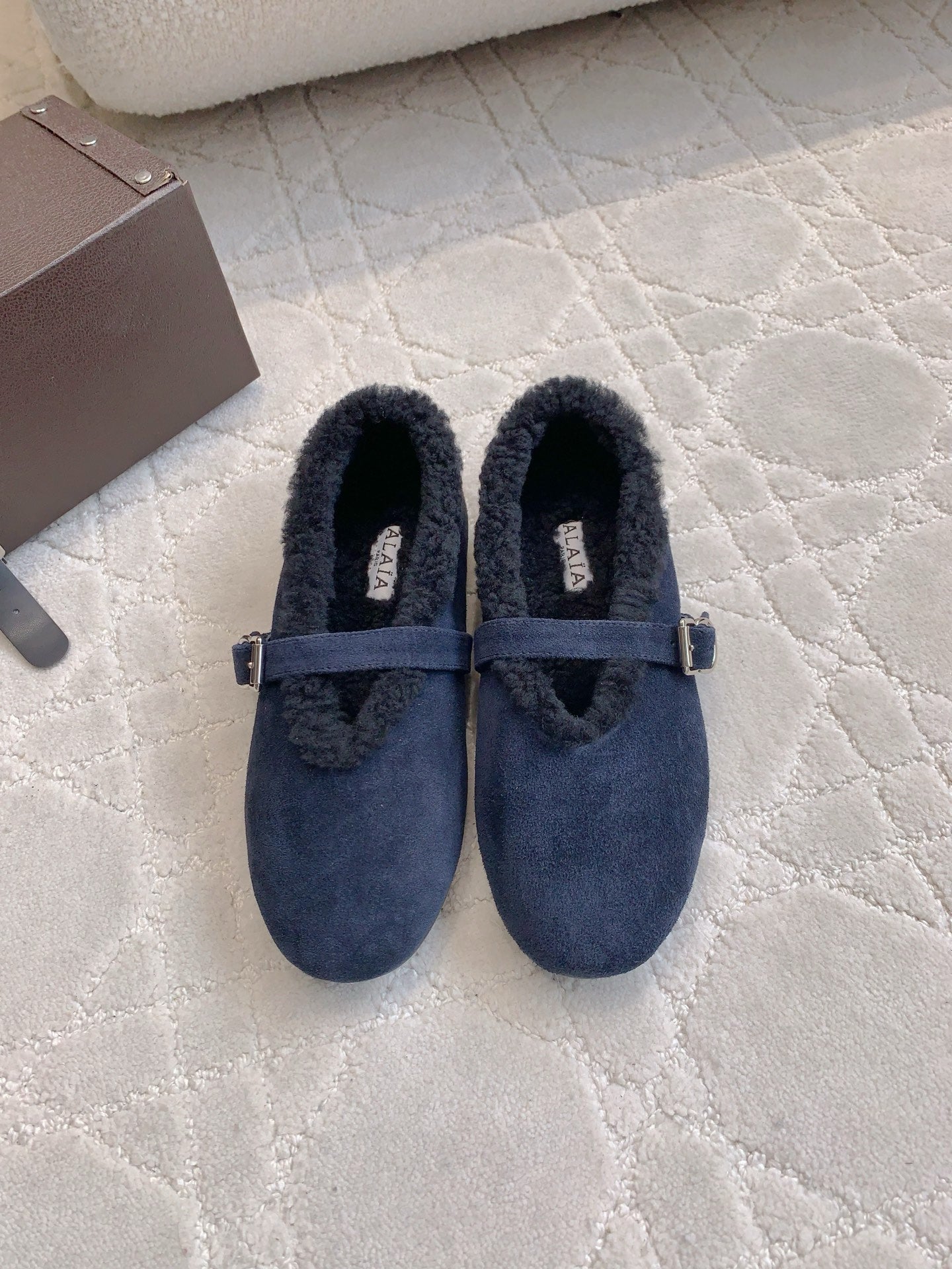 Alaia 2025 Ballet Flat Blue Suede Wool 557376
