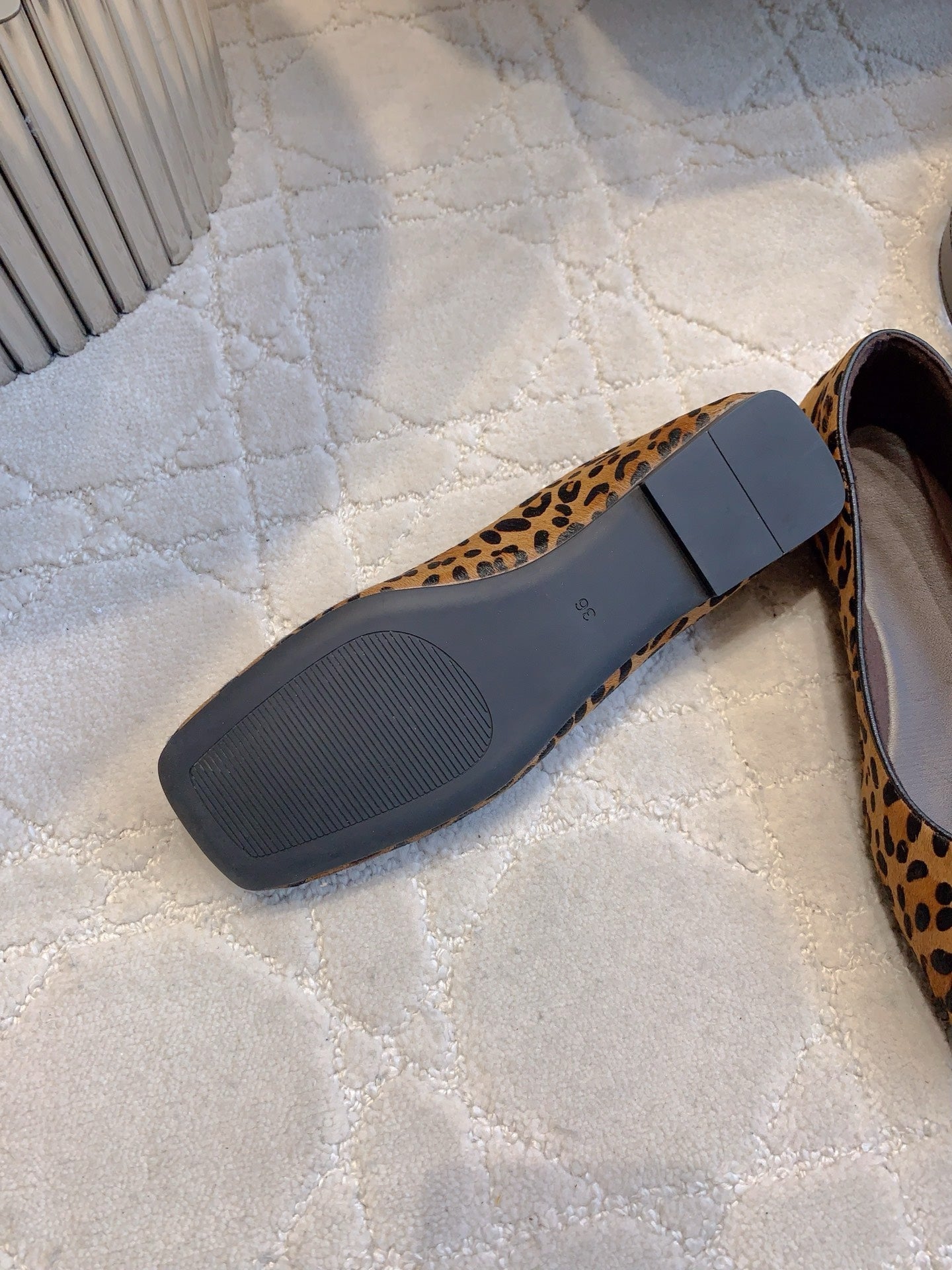 The Row 2025 Square-toe Ballet Flat Leopard Sheepskin 557427