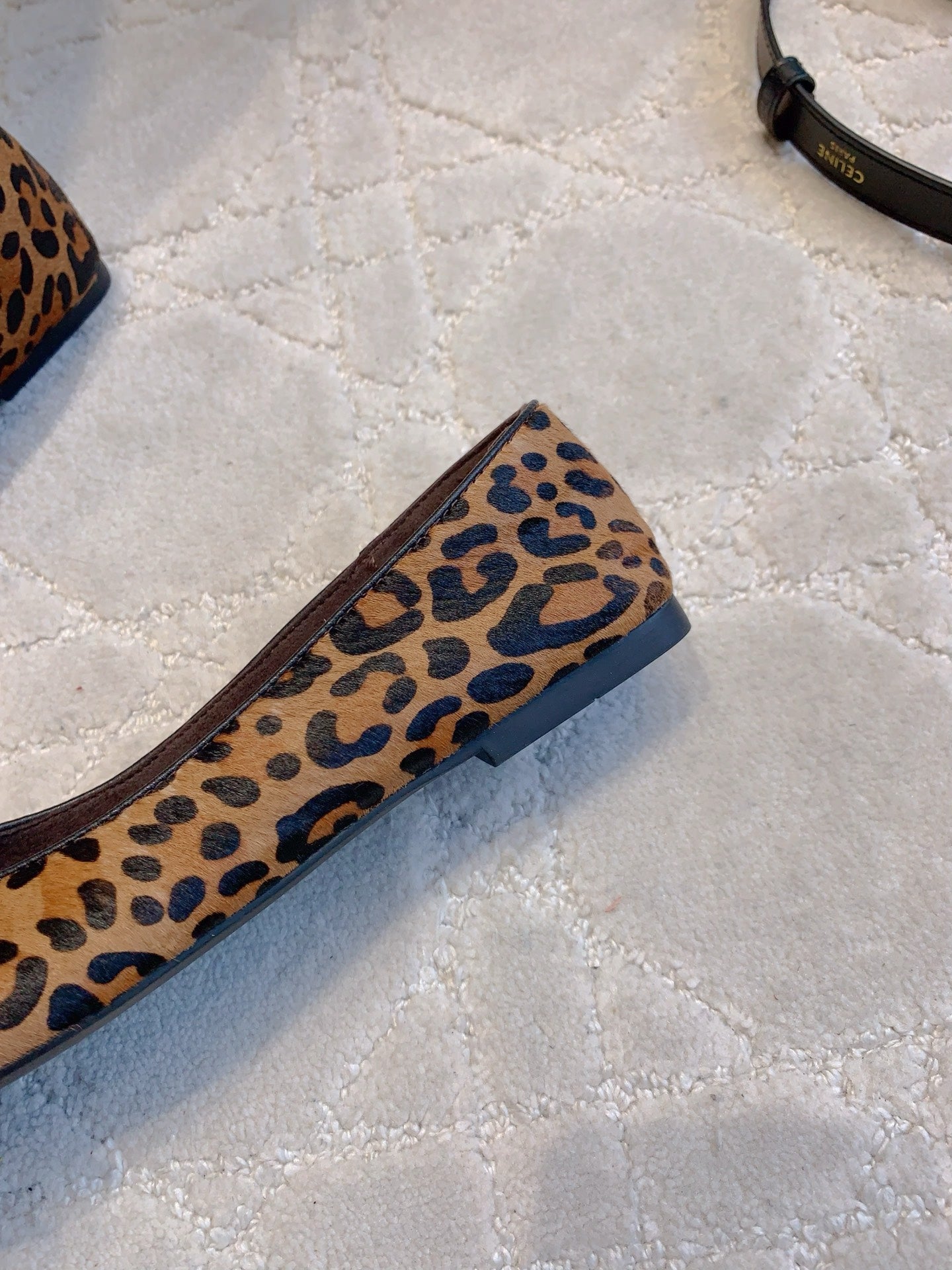 The Row 2025 Square-toe Ballet Flat Leopard Sheepskin 557427