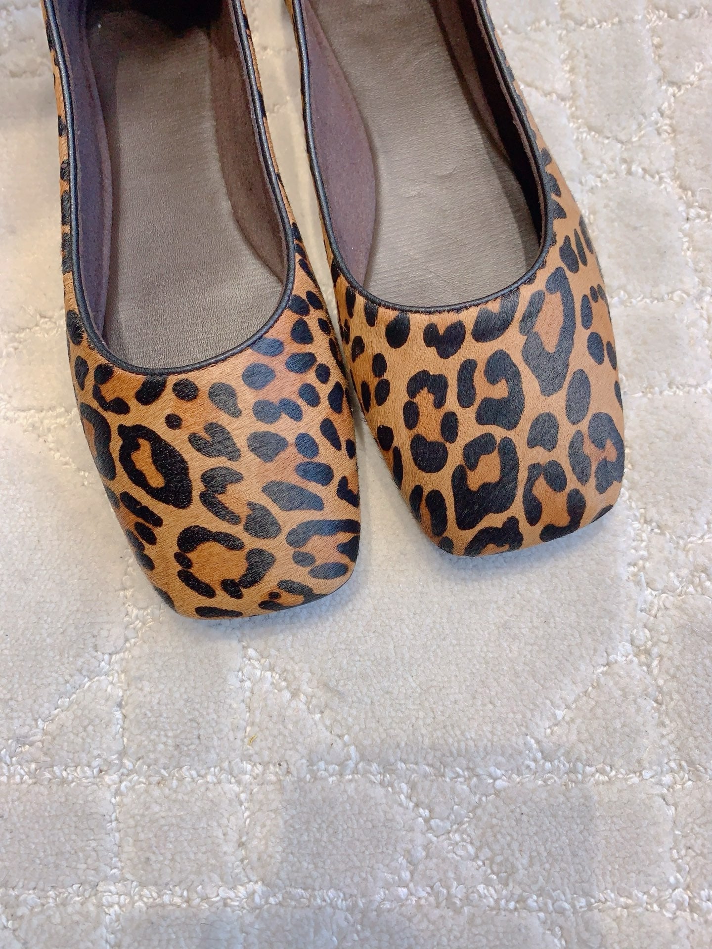 The Row 2025 Square-toe Ballet Flat Leopard Sheepskin 557427