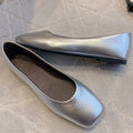 The Row 2025 Square-toe Ballet Flat Silver Sheepskin 557428