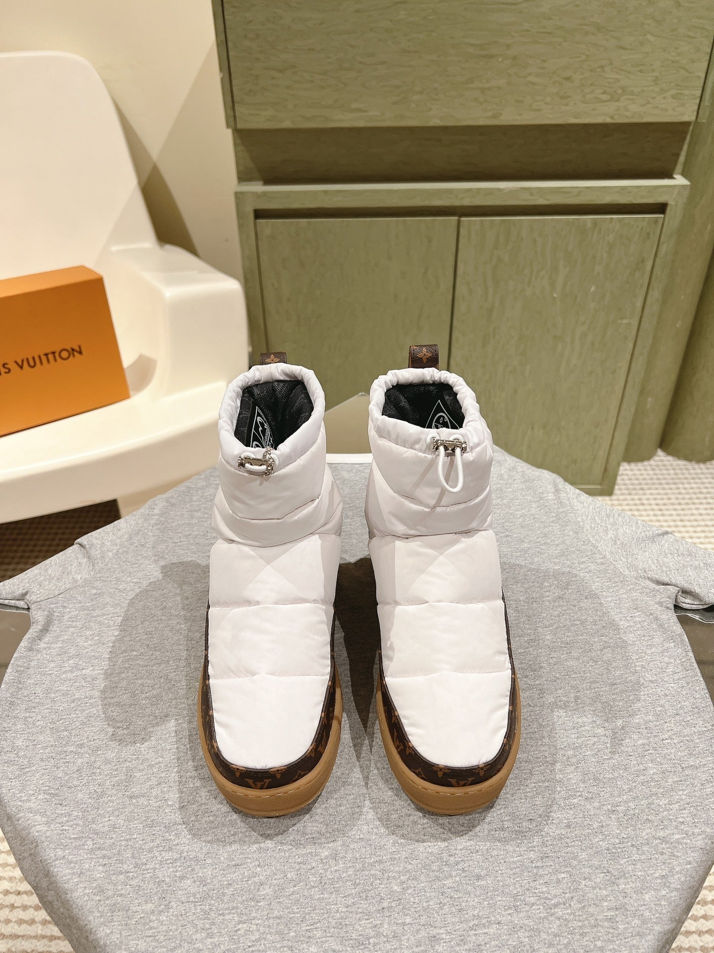 LV Cloud Ankle Boot Sneaker White Nylon Monogram Canvas
