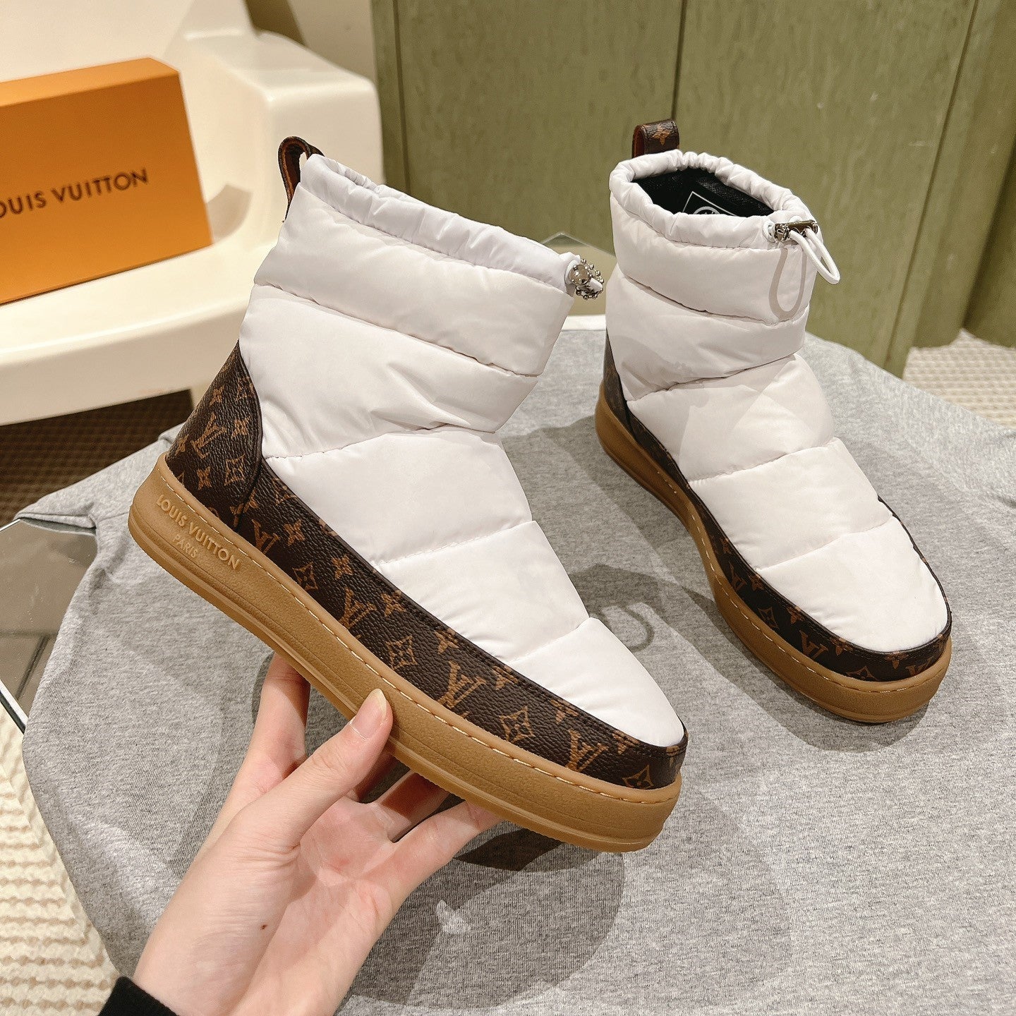 LV Cloud Ankle Boot Sneaker White Nylon Monogram Canvas