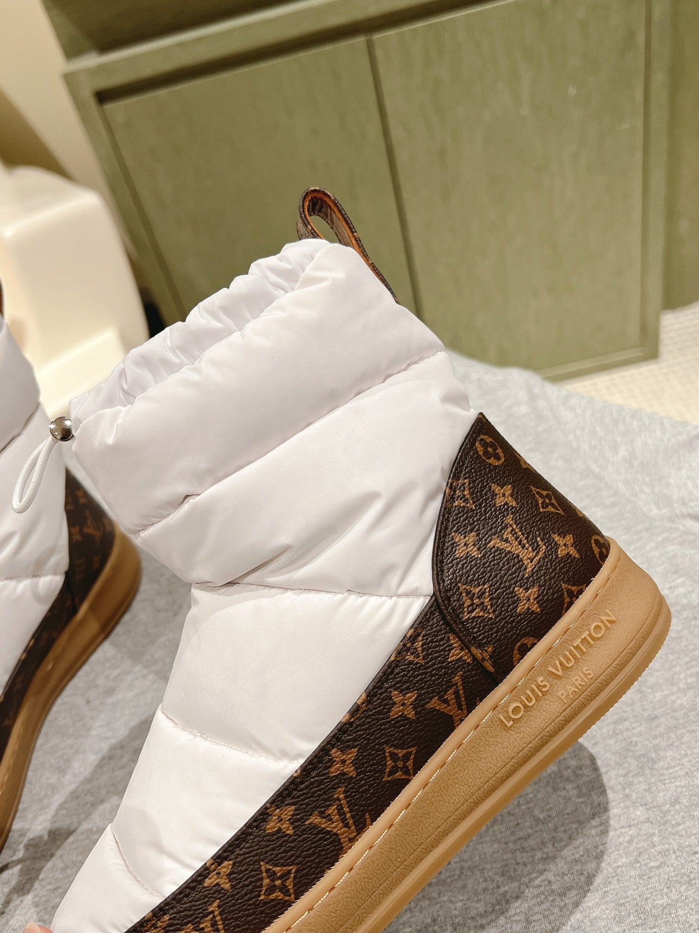 LV Cloud Ankle Boot Sneaker White Nylon Monogram Canvas