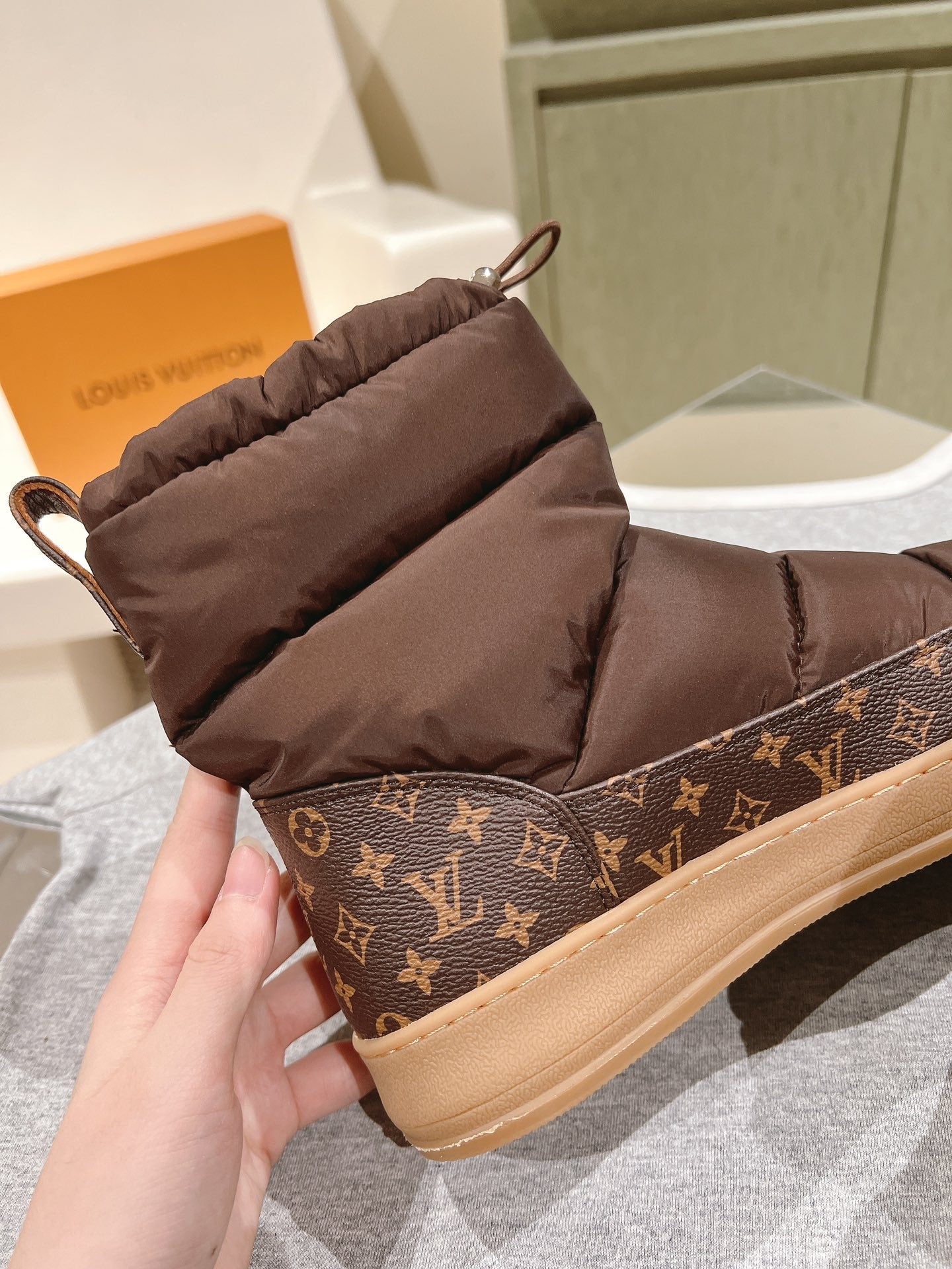 LV Cloud Ankle Boot Sneaker Brown Nylon Monogram Canvas