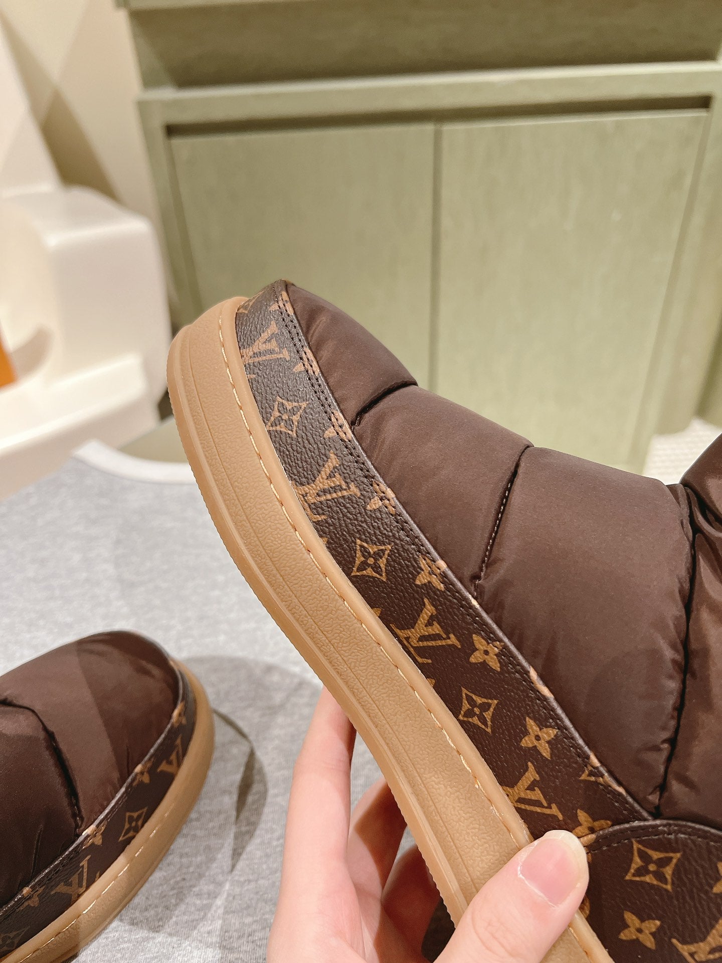 LV Cloud Ankle Boot Sneaker Brown Nylon Monogram Canvas