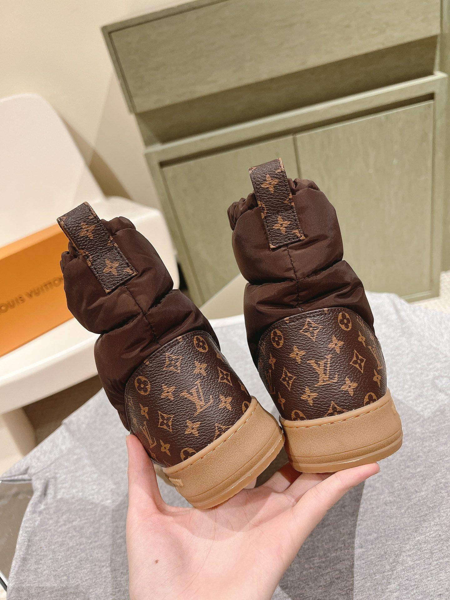 LV Cloud Ankle Boot Sneaker Brown Nylon Monogram Canvas