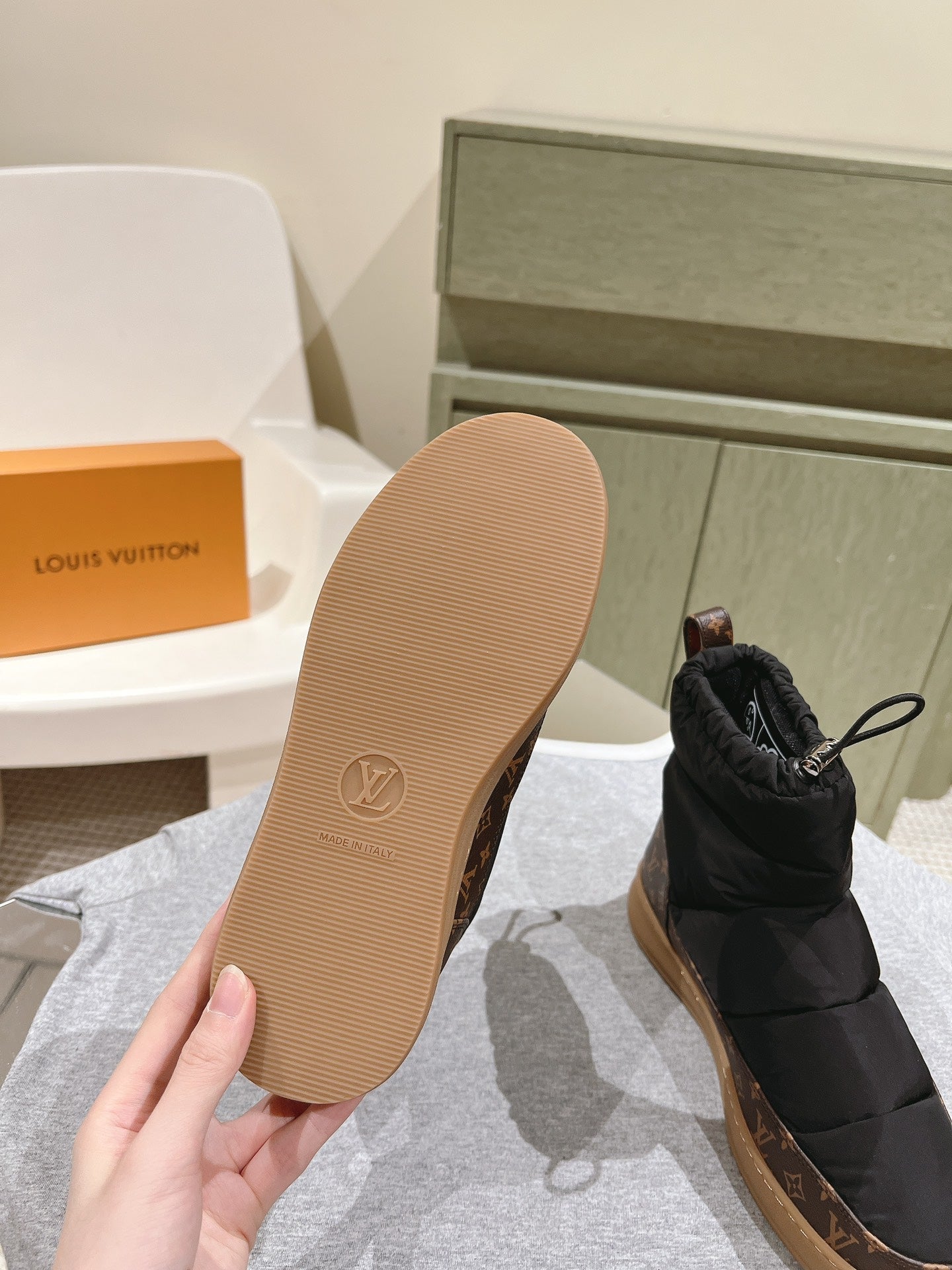 LV Cloud Ankle Boot Sneaker Black Nylon Monogram Canvas