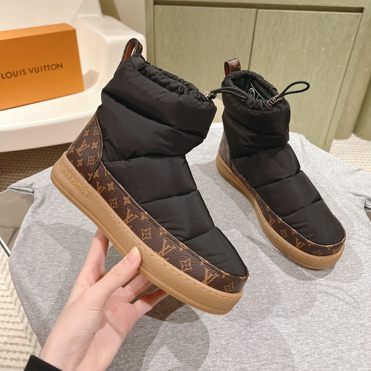 LV Cloud Ankle Boot Sneaker Black Nylon Monogram Canvas