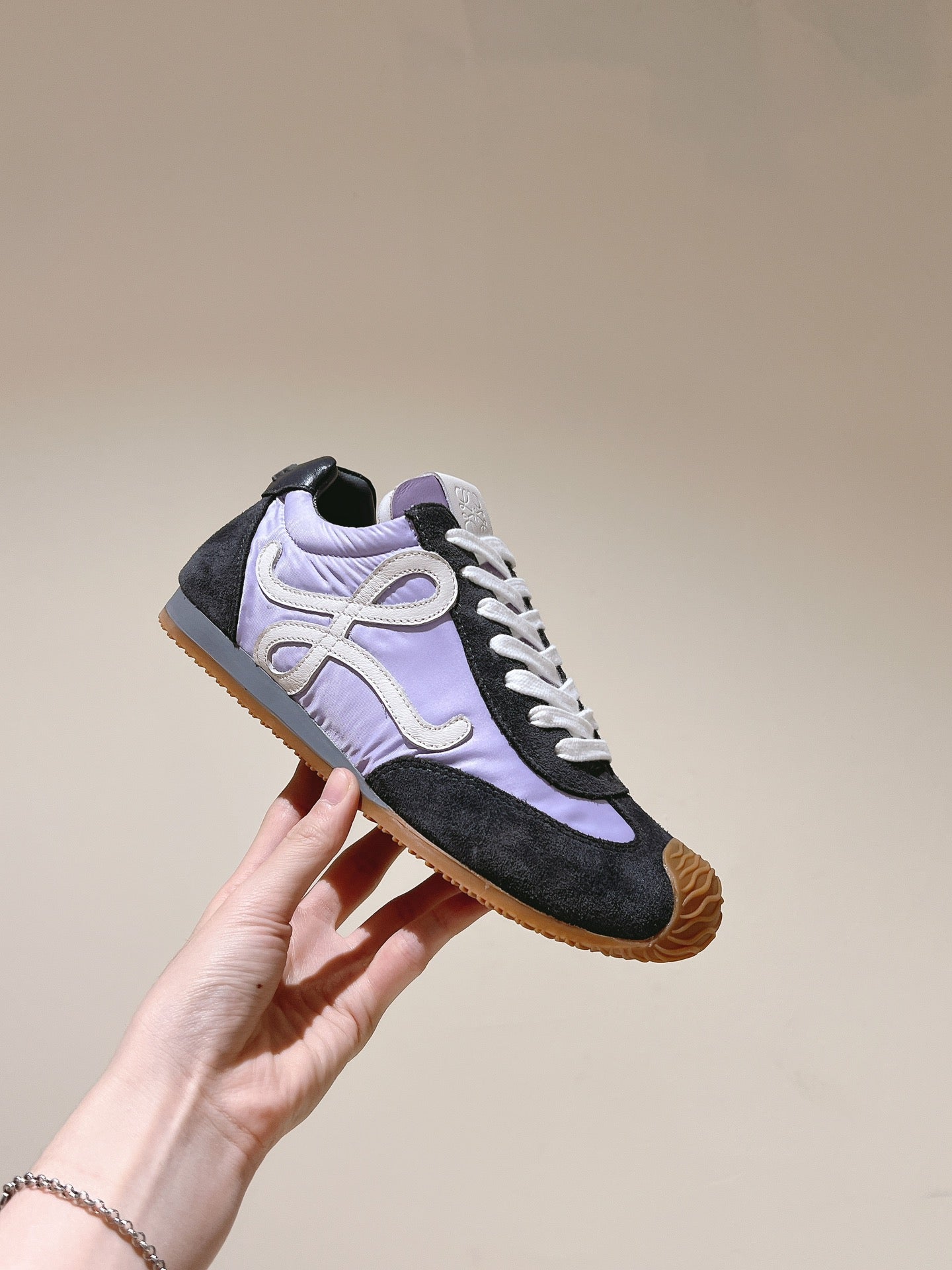 Loewe 2025 Ballet Runner 2.0 Sneaker Black Purple Suede 556039