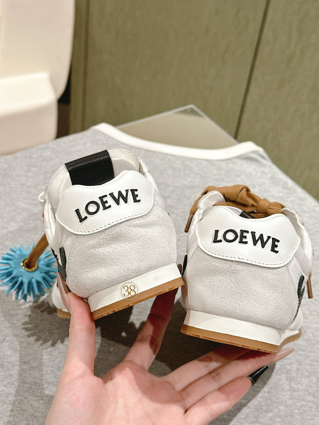 Loewe 2025 Ballet Runner 2.0 Sneaker White Suede Nylon Leather 556043
