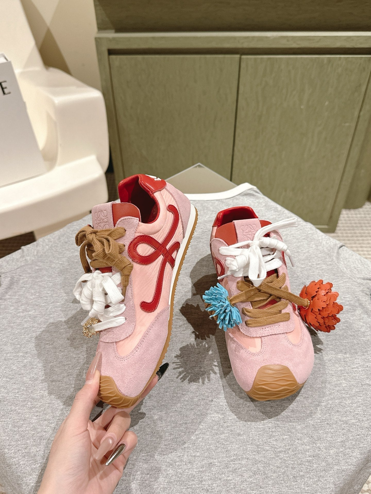 Loewe 2025 Ballet Runner 2.0 Sneaker Pink Suede Nylon Leather 556044