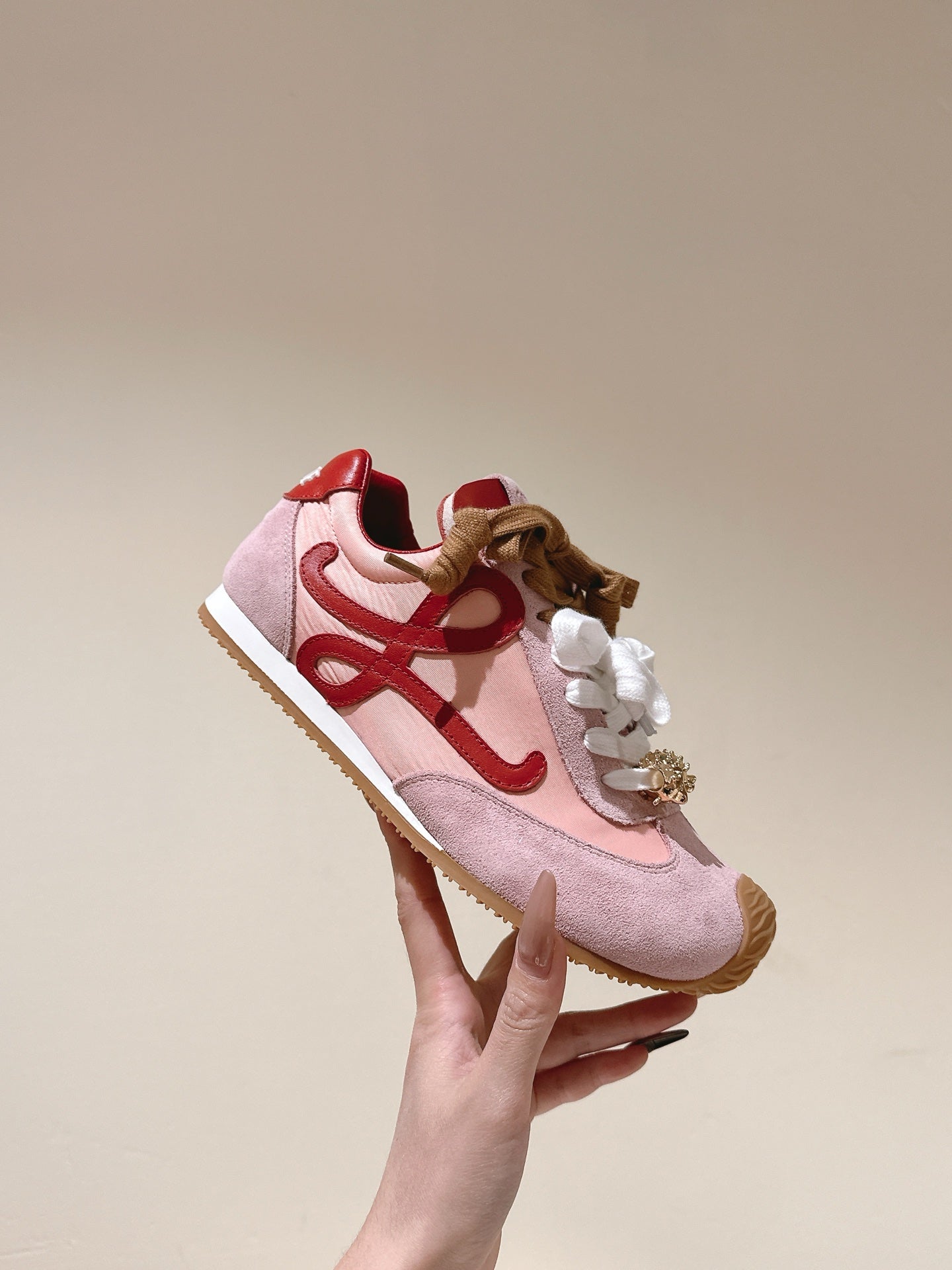 Loewe 2025 Ballet Runner 2.0 Sneaker Pink Suede Nylon Leather 556044