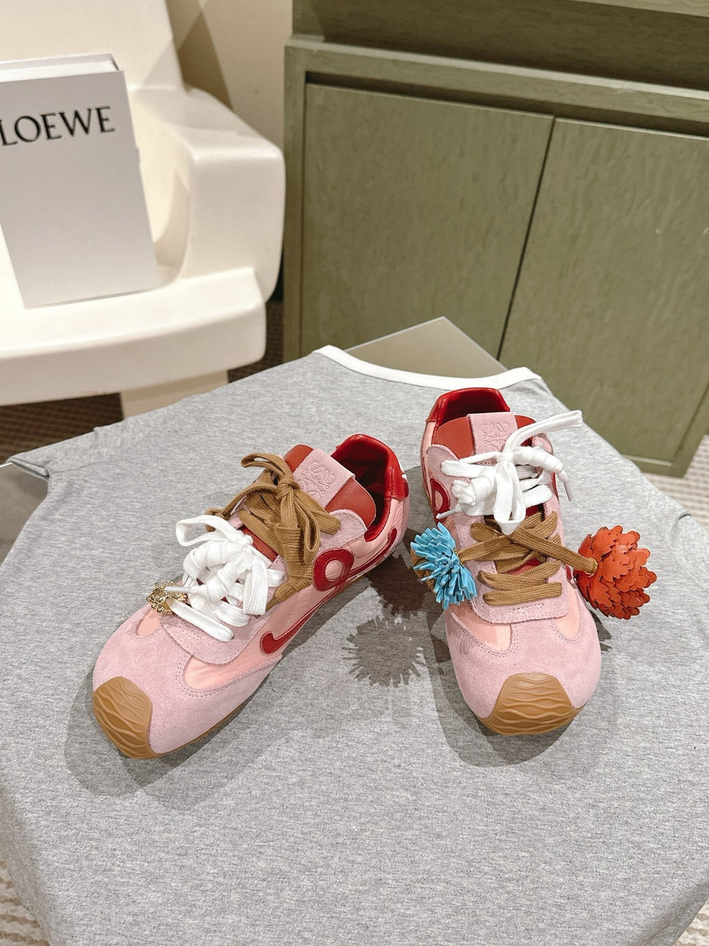 Loewe 2025 Ballet Runner 2.0 Sneaker Pink Suede Nylon Leather 556044