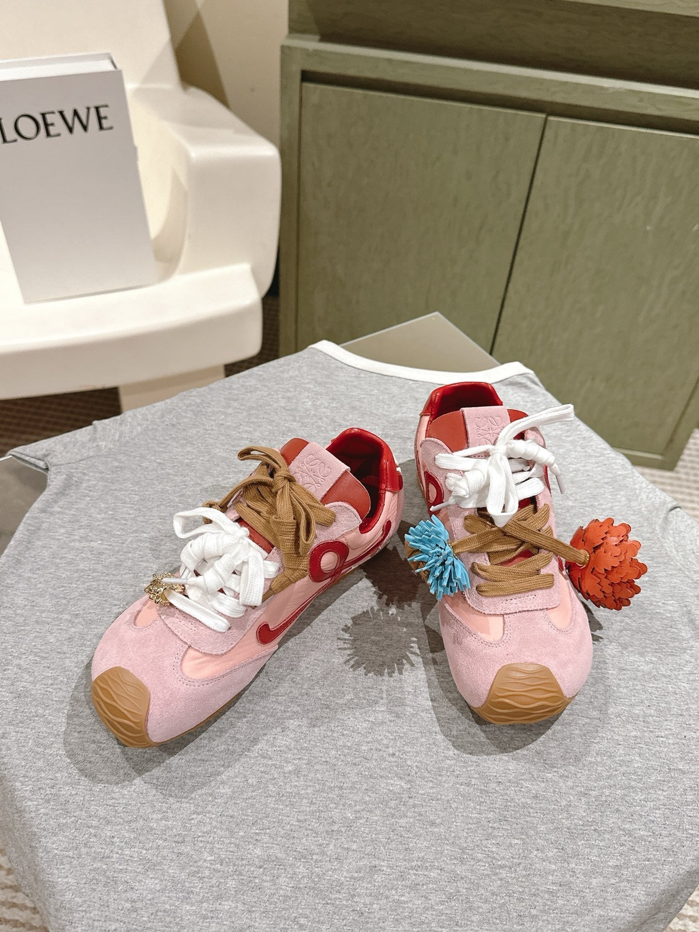 Loewe 2025 Ballet Runner 2.0 Sneaker Pink Suede Nylon Leather 556044