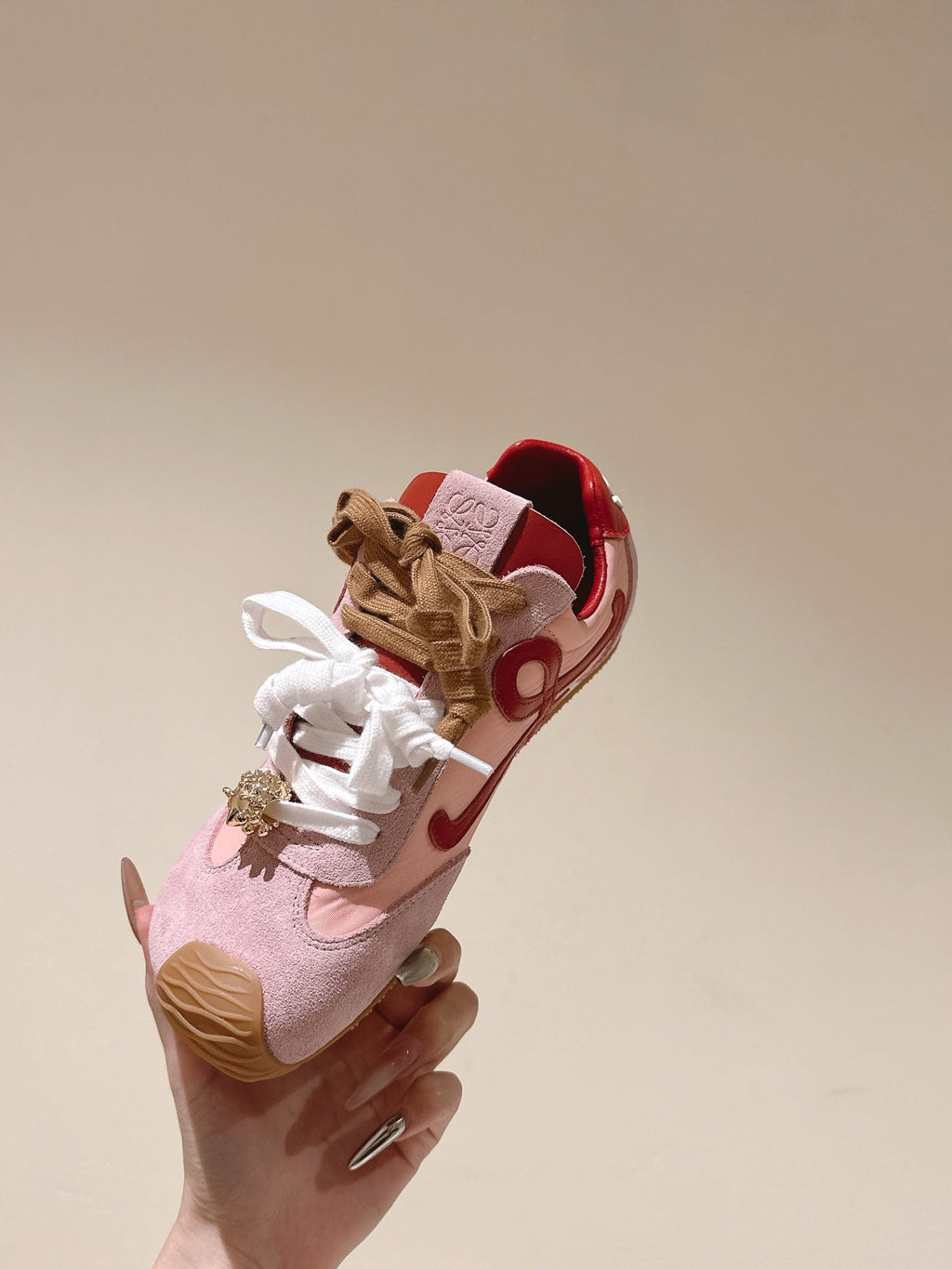 Loewe 2025 Ballet Runner 2.0 Sneaker Pink Suede Nylon Leather 556044