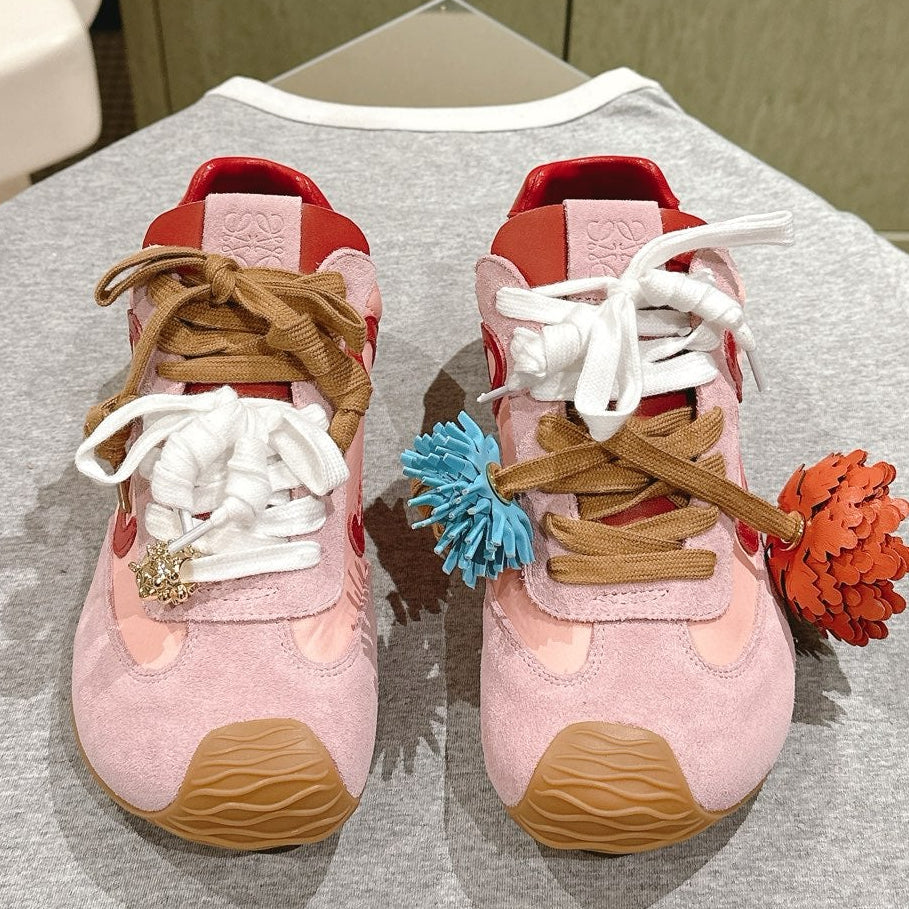 Loewe 2025 Ballet Runner 2.0 Sneaker Pink Suede Nylon Leather 556044