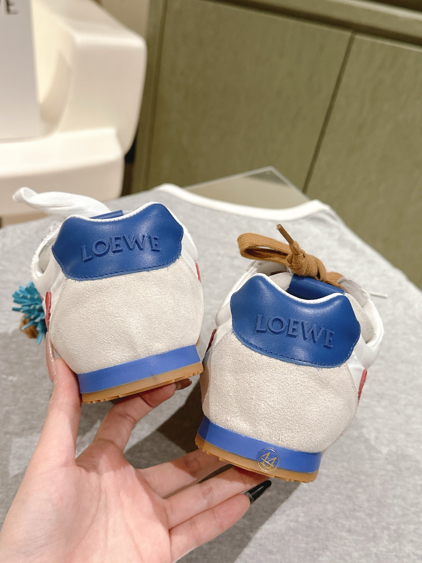 Loewe 2025 Ballet Runner 2.0 Sneaker White Blue Suede Nylon Leather 556046