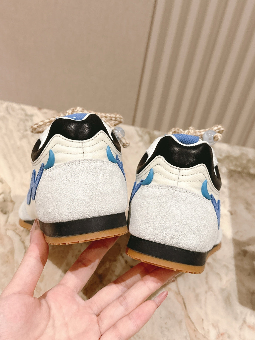 Loewe 2025 Paula's Ibiza Flow Runner Sneaker Ivory Blue Suede Leather 556048