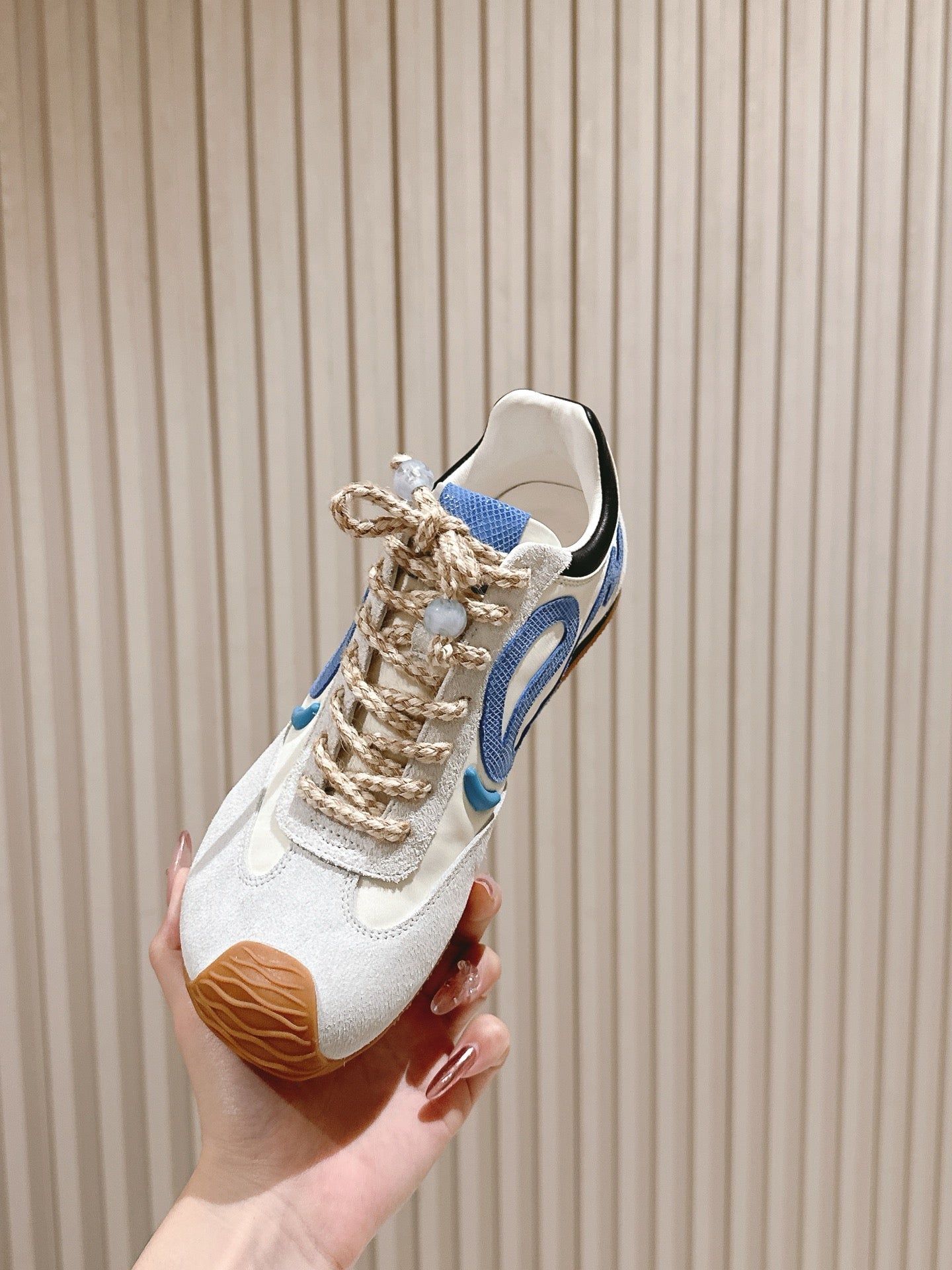 Loewe 2025 Paula's Ibiza Flow Runner Sneaker Ivory Blue Suede Leather 556048