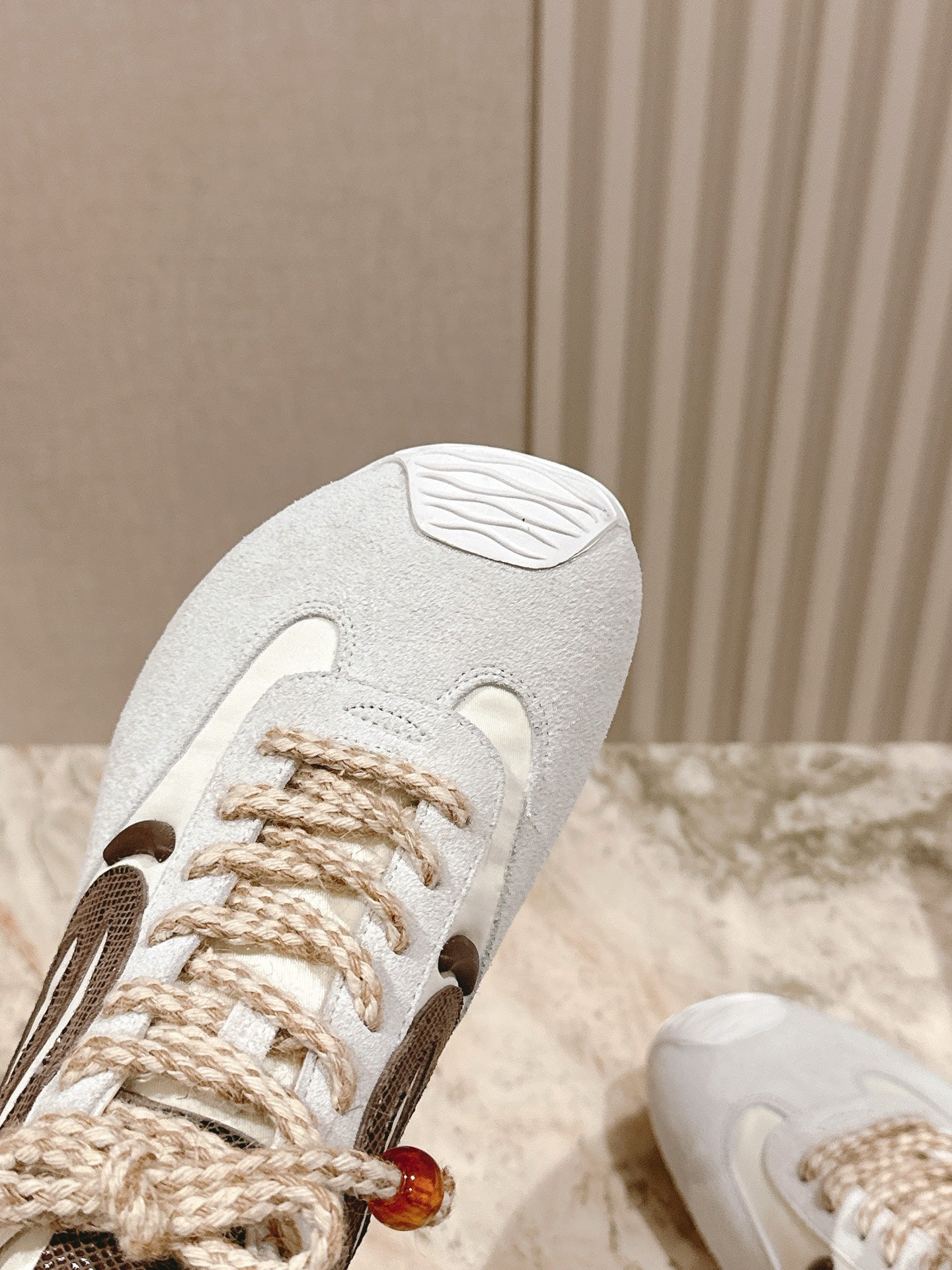 Loewe 2025 Paula's Ibiza Flow Runner Sneaker Ivory Brown Suede Leather 556049