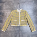 Miumiu 2025 Round Neck Long-sleeved Coat Yellow Wool
