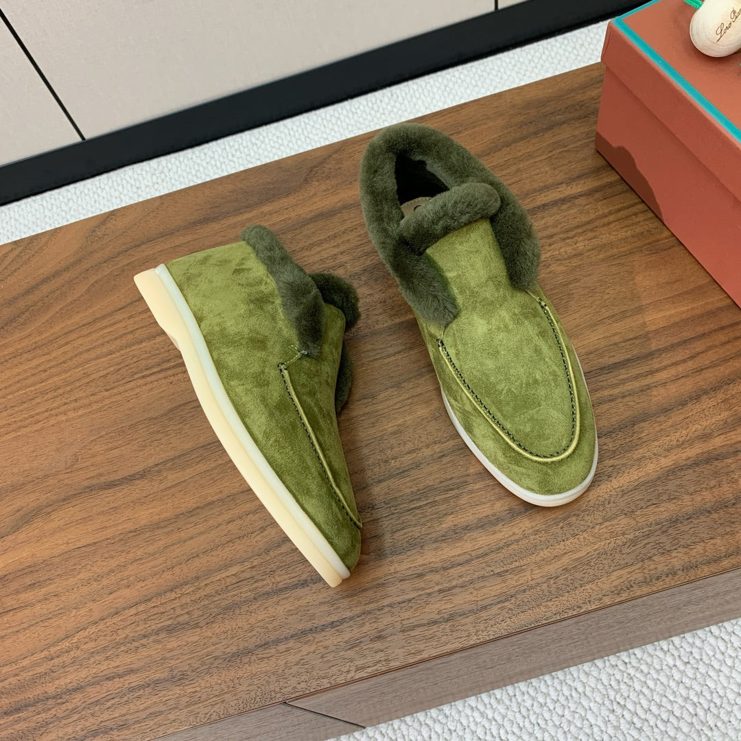 LP Open Walk Ankle Boot Green Fur Suede 550894