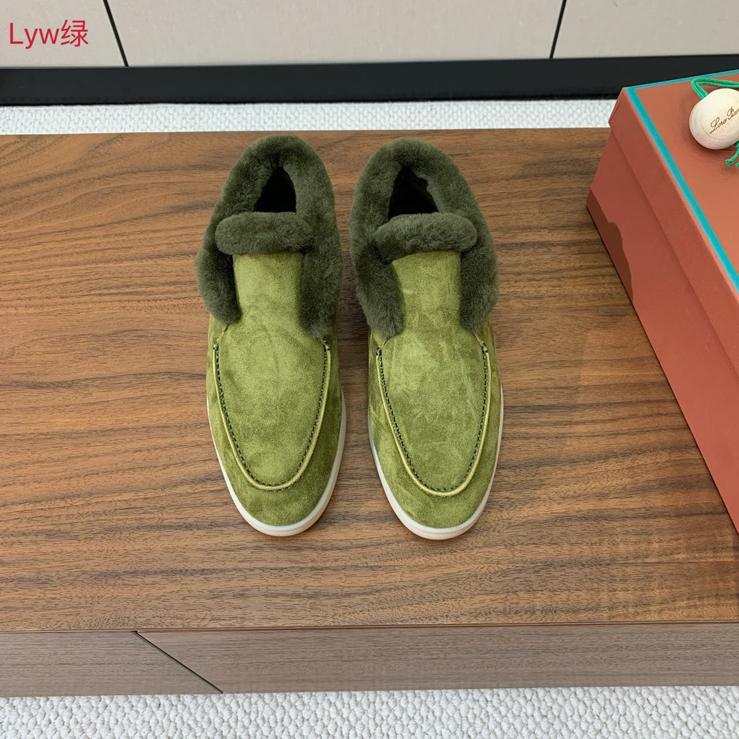 LP Open Walk Ankle Boot Green Fur Suede 550894