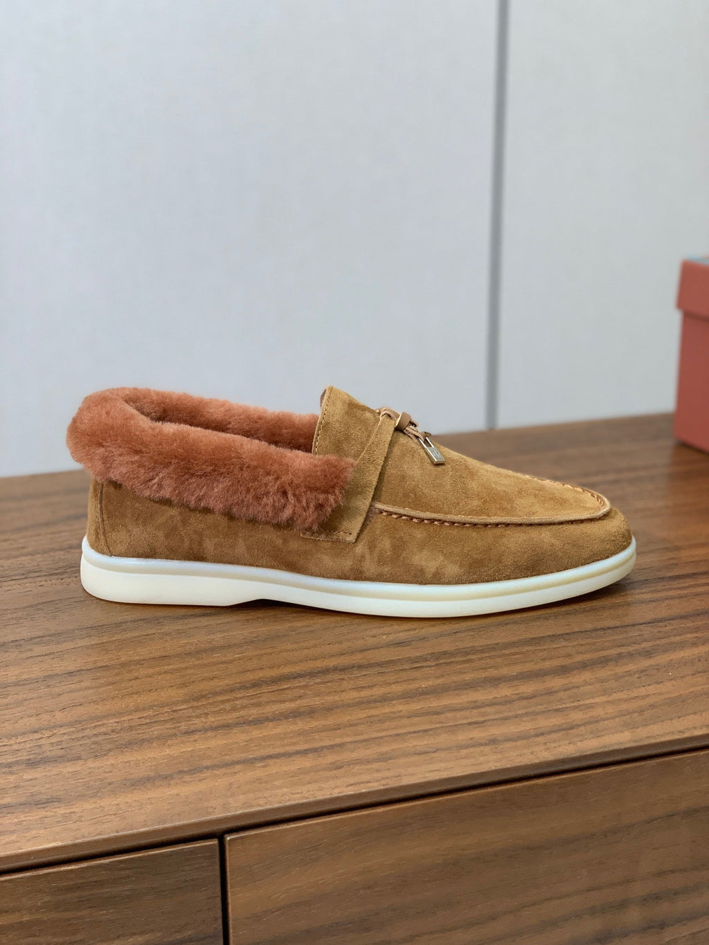 LP Summer Charms Walk Loafers Brown Suede & Tan Brown Rabbit Fur 549535