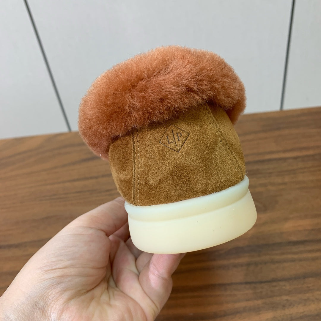 LP Summer Charms Walk Loafers Brown Suede & Tan Brown Rabbit Fur 549535