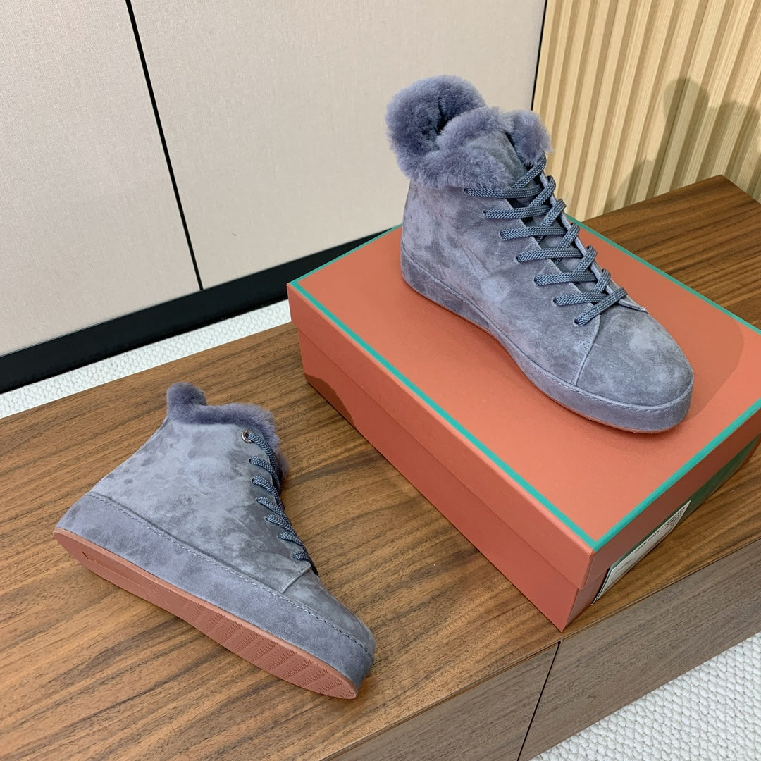 LP Winter Nuages Ankle Boot Slate Blue Fur Suede 550806