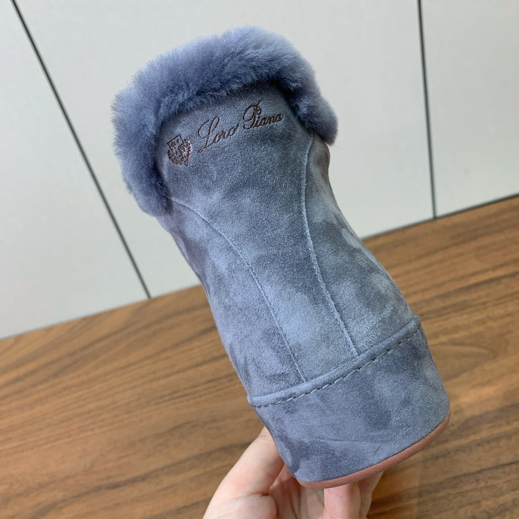 LP Winter Nuages Ankle Boot Slate Blue Fur Suede 550806