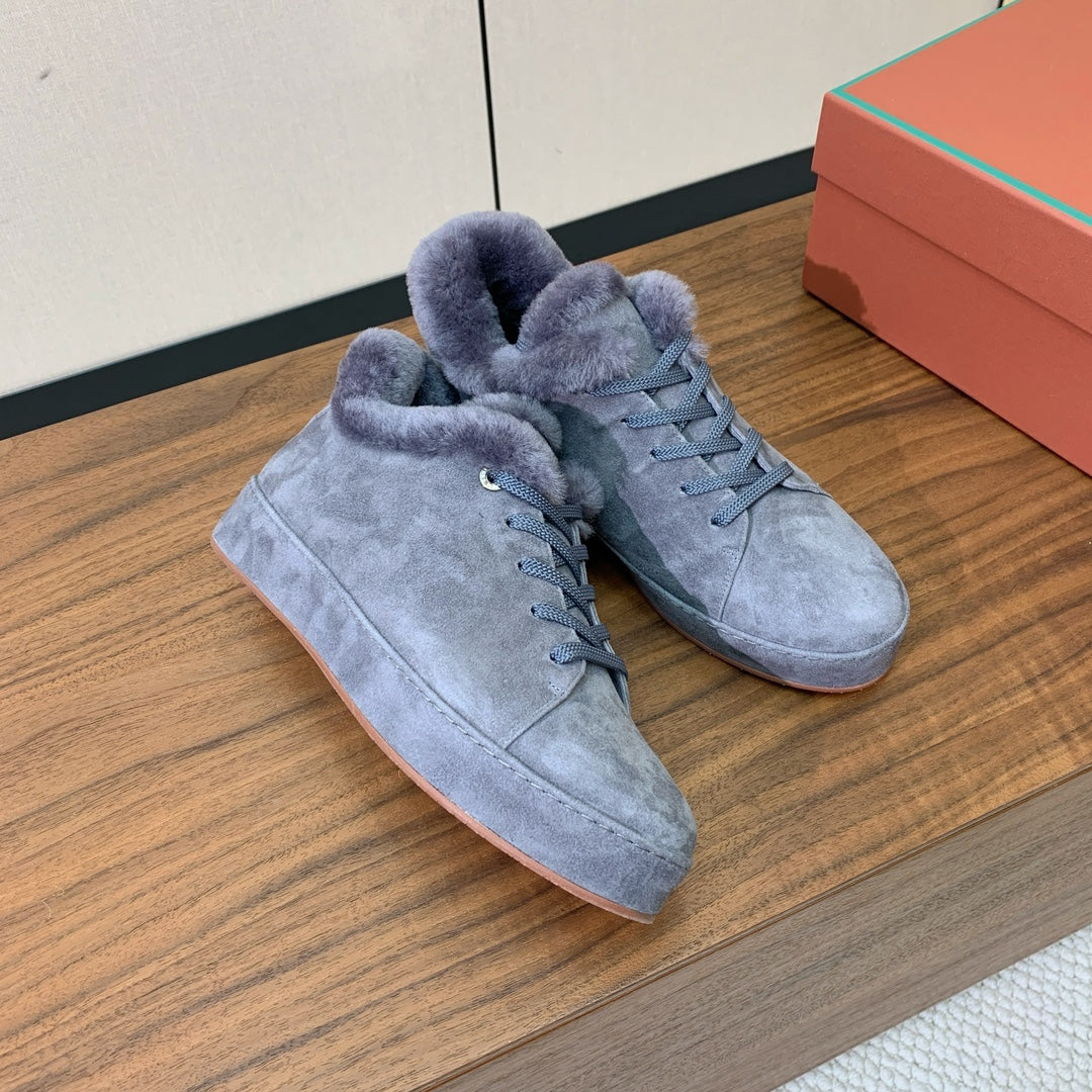 LP Winter Nuages Ankle Boot Slate Blue Fur Suede 550806