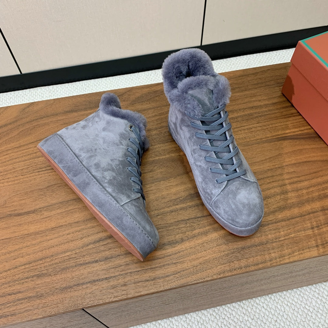 LP Winter Nuages Ankle Boot Slate Blue Fur Suede 550806