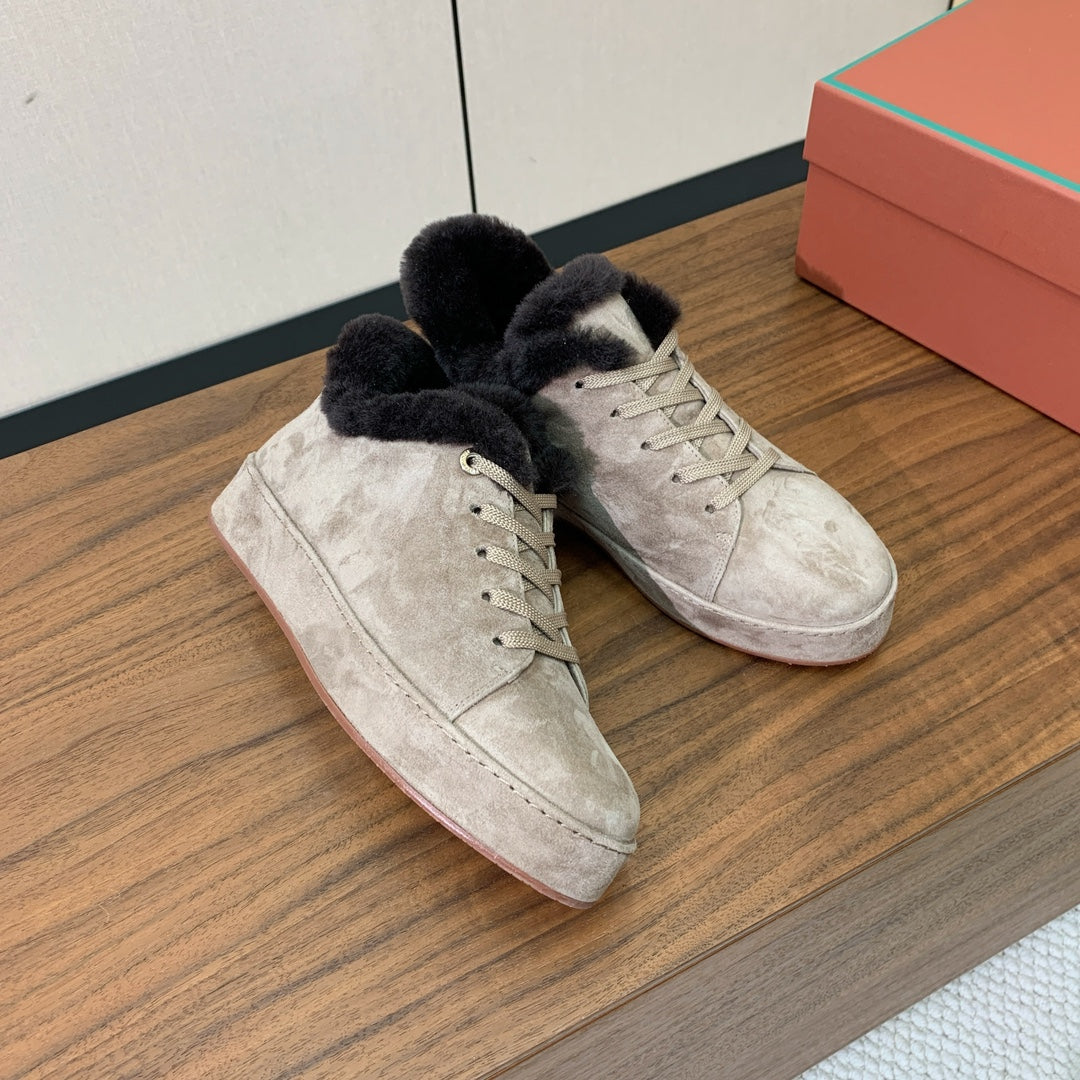 LP Winter Nuages Ankle Boot Pale Khaki Fur Suede 550809