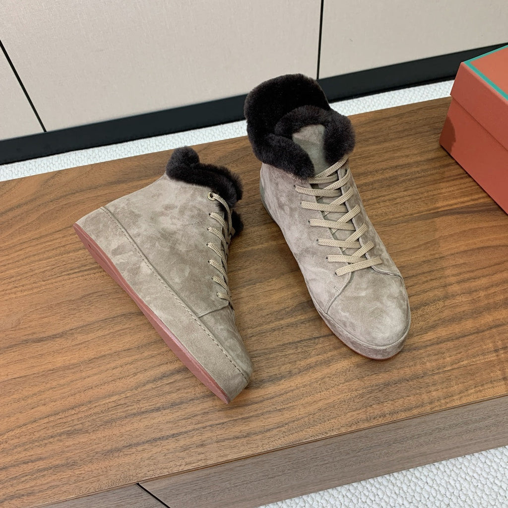 LP Winter Nuages Ankle Boot Pale Khaki Fur Suede 550809