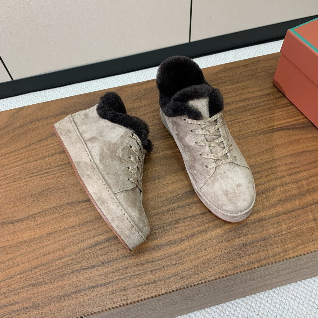 LP Winter Nuages Ankle Boot Pale Khaki Fur Suede 550809