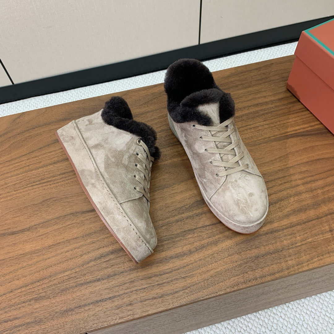 LP Winter Nuages Ankle Boot Pale Khaki Fur Suede 550809