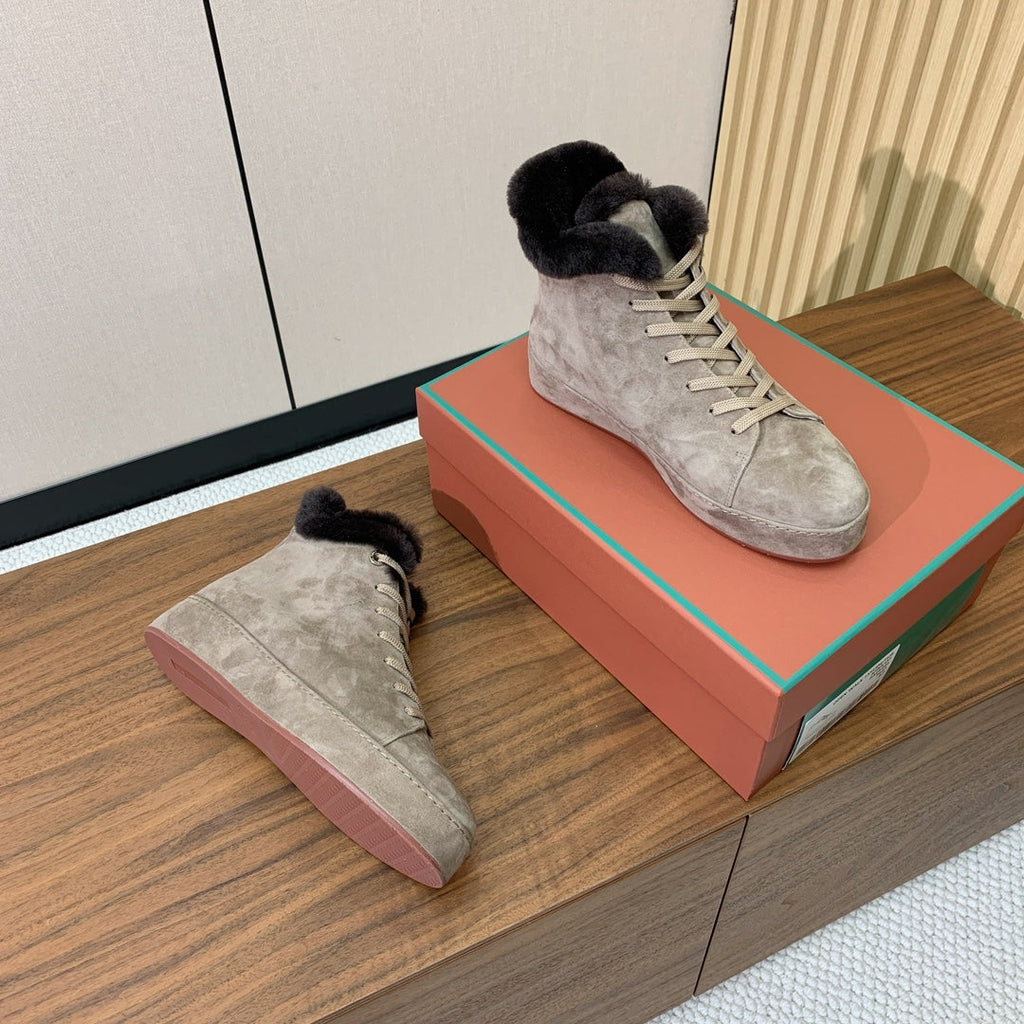 LP Winter Nuages Ankle Boot Pale Khaki Fur Suede 550809