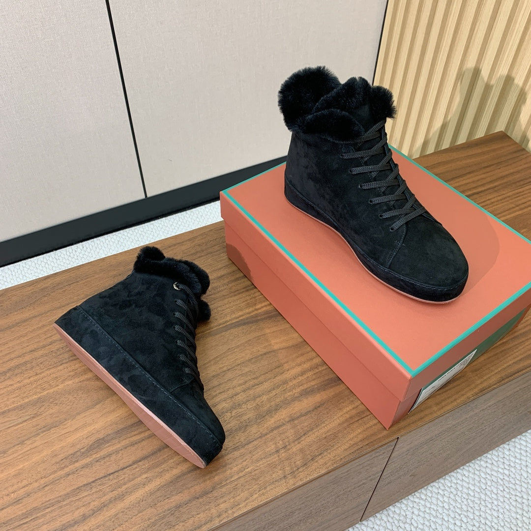 LP Winter Nuages Ankle Boot Dark Navy Blue Fur Suede 550812