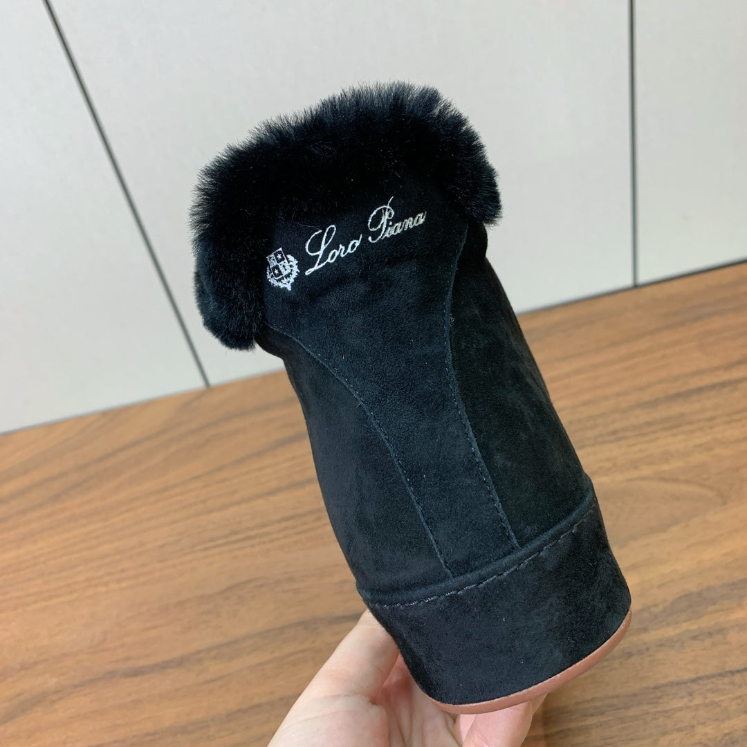 LP Winter Nuages Ankle Boot Dark Navy Blue Fur Suede 550812