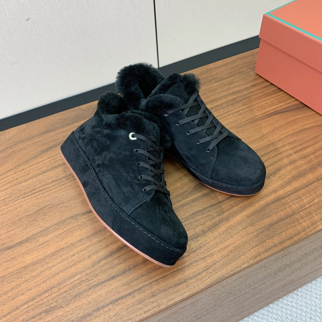 LP Winter Nuages Ankle Boot Dark Navy Blue Fur Suede 550812