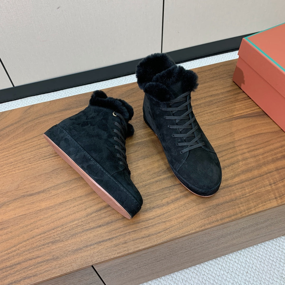 LP Winter Nuages Ankle Boot Dark Navy Blue Fur Suede 550812